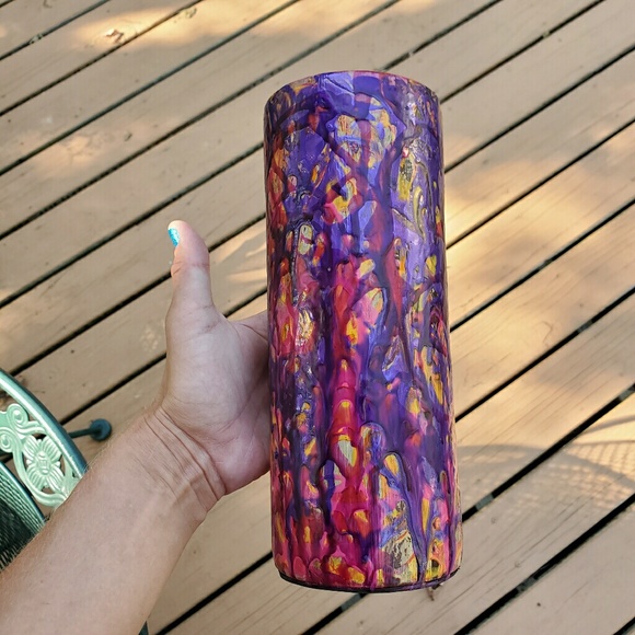 FUNKY Color Drip Pink Purple Yellow Round Vase! - Picture 6 of 8